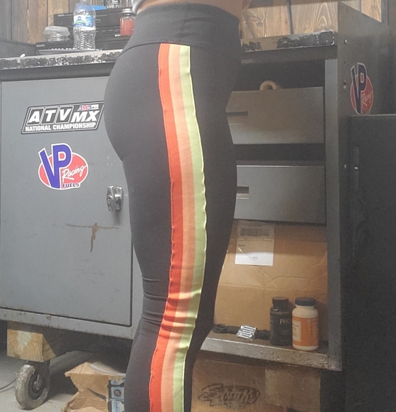 Rainbow stripped side black leggings - Picture 2 of 7